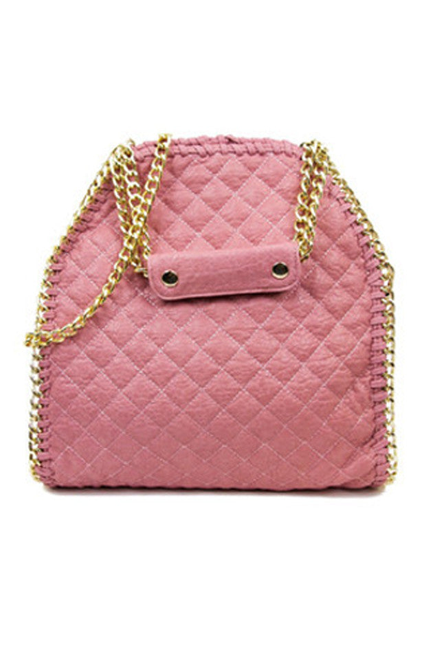 QUILTED LARGE SLIM BAG - Pink - Haute & Rebellious