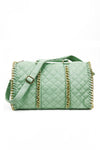 QUILTED TOTE WITH GOLD CHAIN TRIM - Mint - Haute & Rebellious