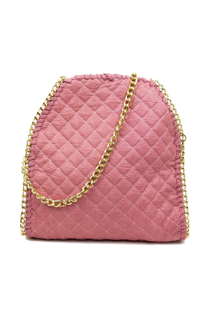 QUILTED LARGE SLIM BAG - Pink - Haute & Rebellious
