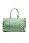 QUILTED TOTE WITH GOLD CHAIN TRIM - Mint - Haute & Rebellious