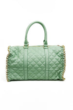 QUILTED TOTE WITH GOLD CHAIN TRIM - Mint - Haute & Rebellious