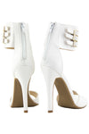 PHOEBE ANKLE STRAP HIGH HEEL SANDAL - White - Haute & Rebellious