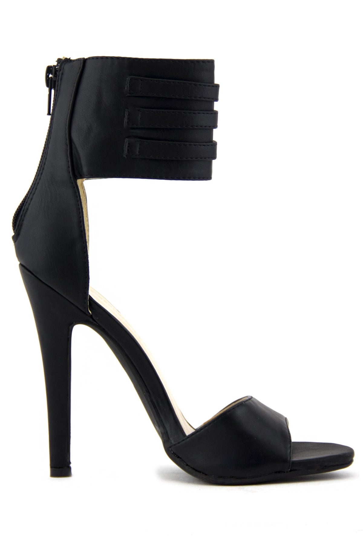 PHOEBE ANKLE STRAP HIGH HEEL SANDAL - Black - Haute & Rebellious