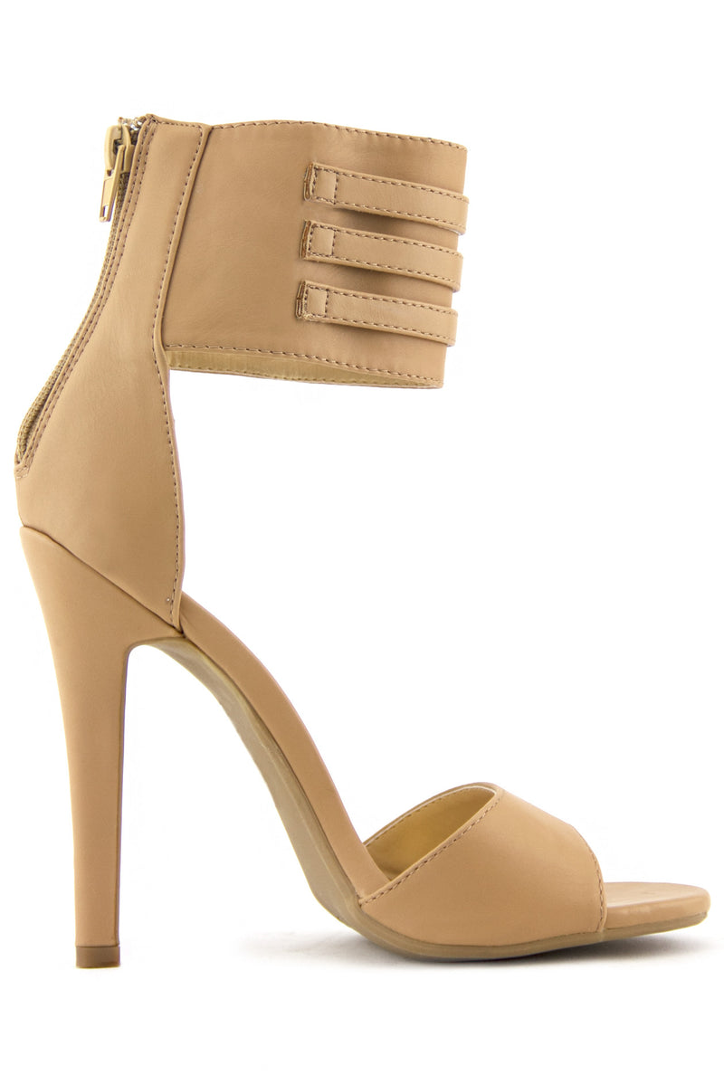 PHOEBE ANKLE STRAP HIGH HEEL SANDAL - Camel - Haute & Rebellious
