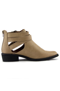 IVY TWO BUCKLE CUTOUT BOOTIE - Camel - Haute & Rebellious