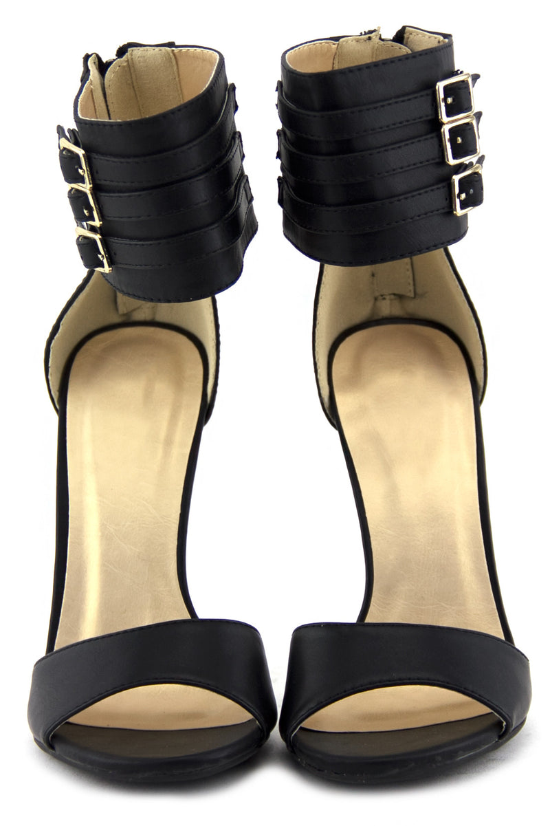 PHOEBE ANKLE STRAP HIGH HEEL SANDAL - Black - Haute & Rebellious