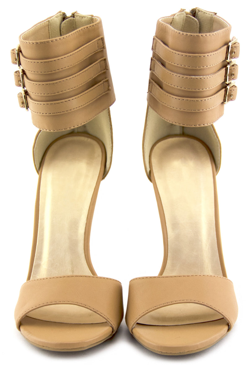 PHOEBE ANKLE STRAP HIGH HEEL SANDAL - Camel - Haute & Rebellious