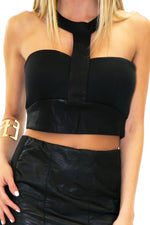 ROM LEATHER CONTRAST CROP TOP - Haute & Rebellious