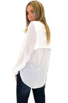 MOLI OPEN BACK CHIFFON BLOUSE - White - Haute & Rebellious