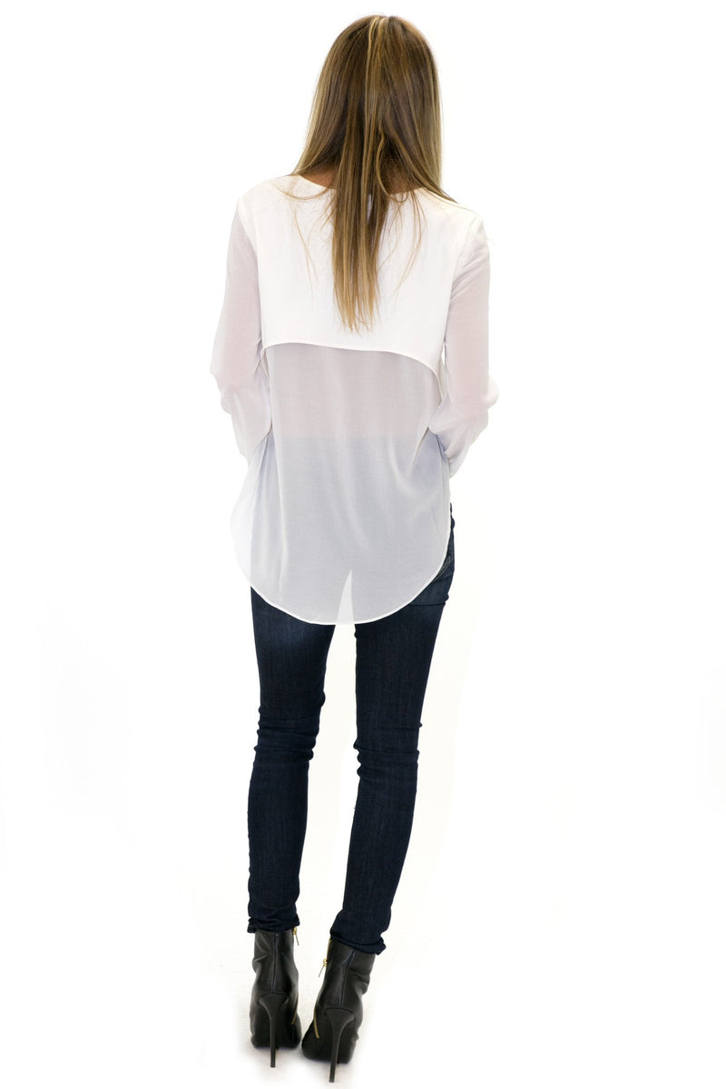 MOLI OPEN BACK CHIFFON BLOUSE - White - Haute & Rebellious