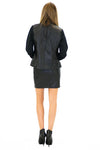BRIN LEATHER CONTRAST MOTO JACKET - Black - Haute & Rebellious