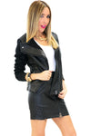 BRIN LEATHER CONTRAST MOTO JACKET - Black - Haute & Rebellious