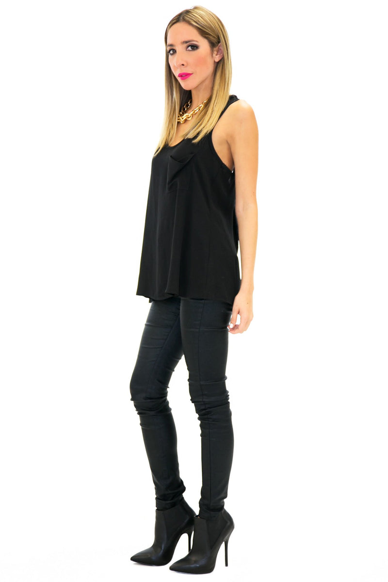 BASIC POCKET SLEEVLESS TANK - Black - Haute & Rebellious