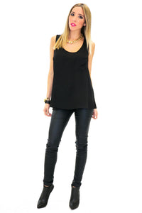 BASIC POCKET SLEEVLESS TANK - Black - Haute & Rebellious