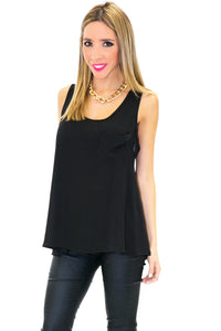 BASIC POCKET SLEEVLESS TANK - Black - Haute & Rebellious