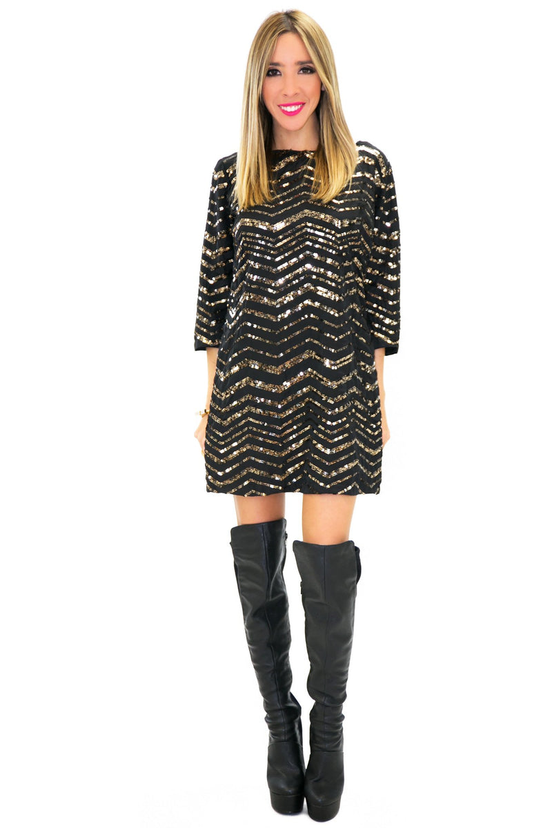 BELL SEQUIN CHEVRON DRESS - Haute & Rebellious