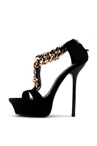 QUINN PLATFORM GOLD CHAIN HEEL - Haute & Rebellious