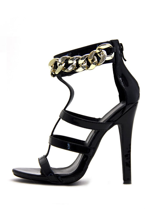 GOLD CHAIN LINK ANKLE STRAP HEELS - Haute & Rebellious