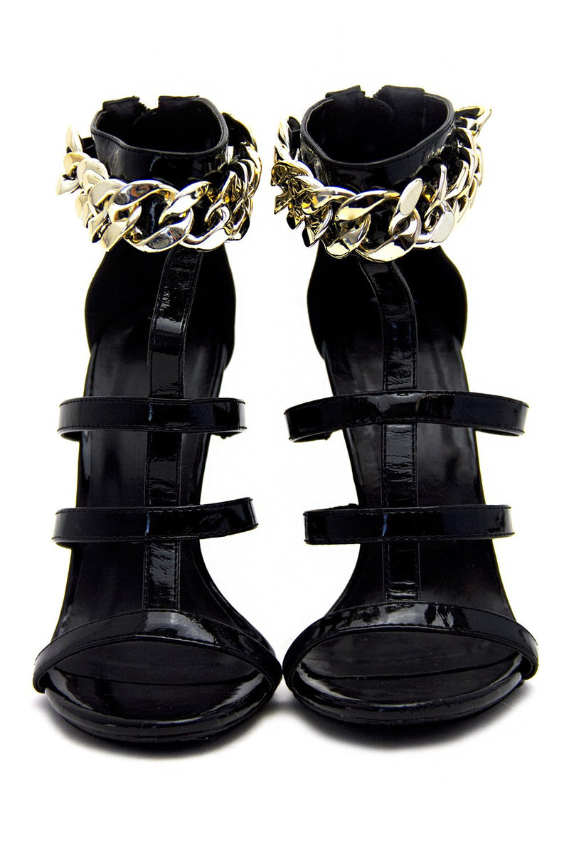 GOLD CHAIN LINK ANKLE STRAP HEELS - Haute & Rebellious