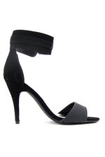 SUEDE ANKLE STRAP HEEL - Black - Haute & Rebellious