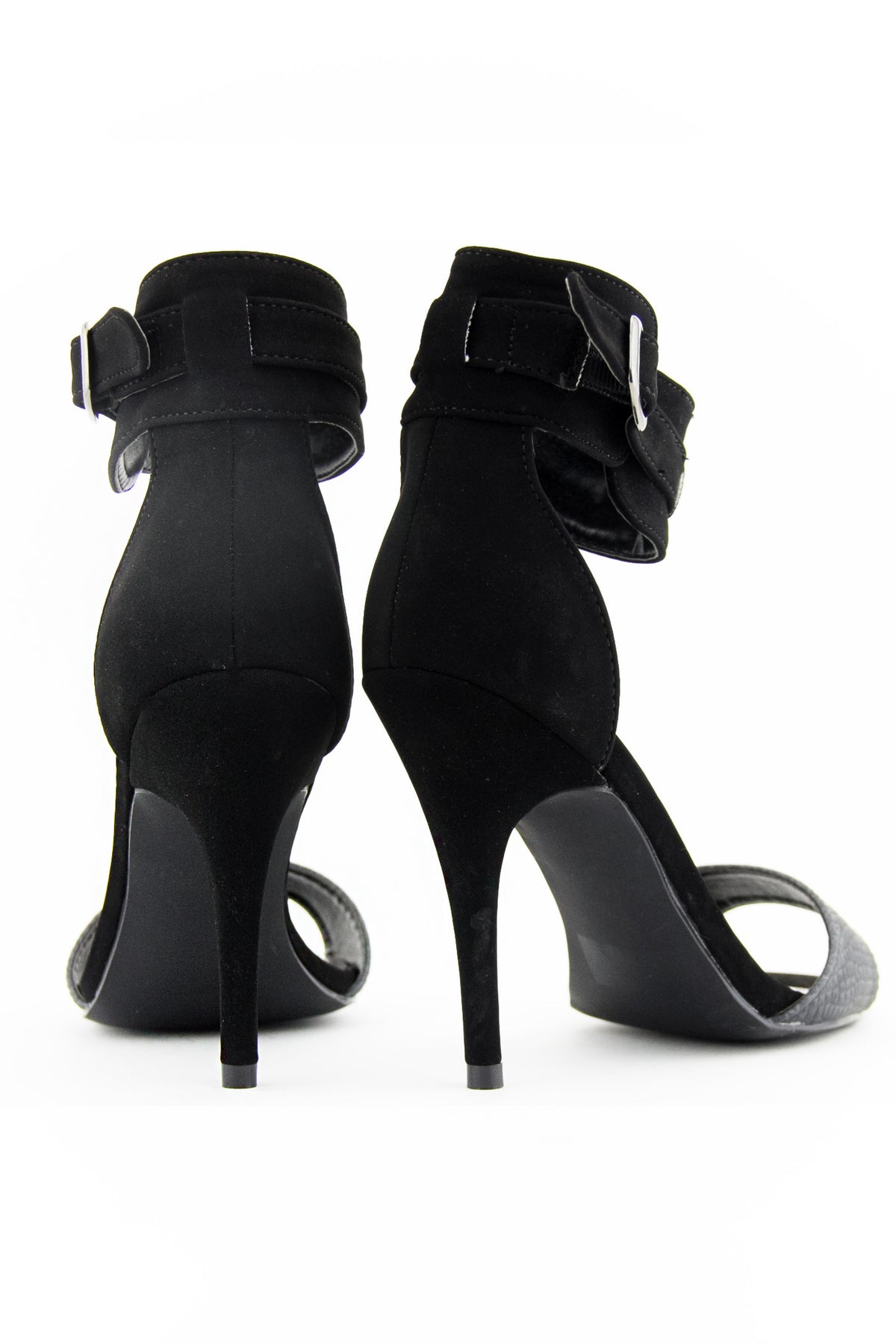 SUEDE ANKLE STRAP HEEL - Black - Haute & Rebellious