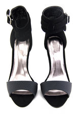 SUEDE ANKLE STRAP HEEL - Black - Haute & Rebellious
