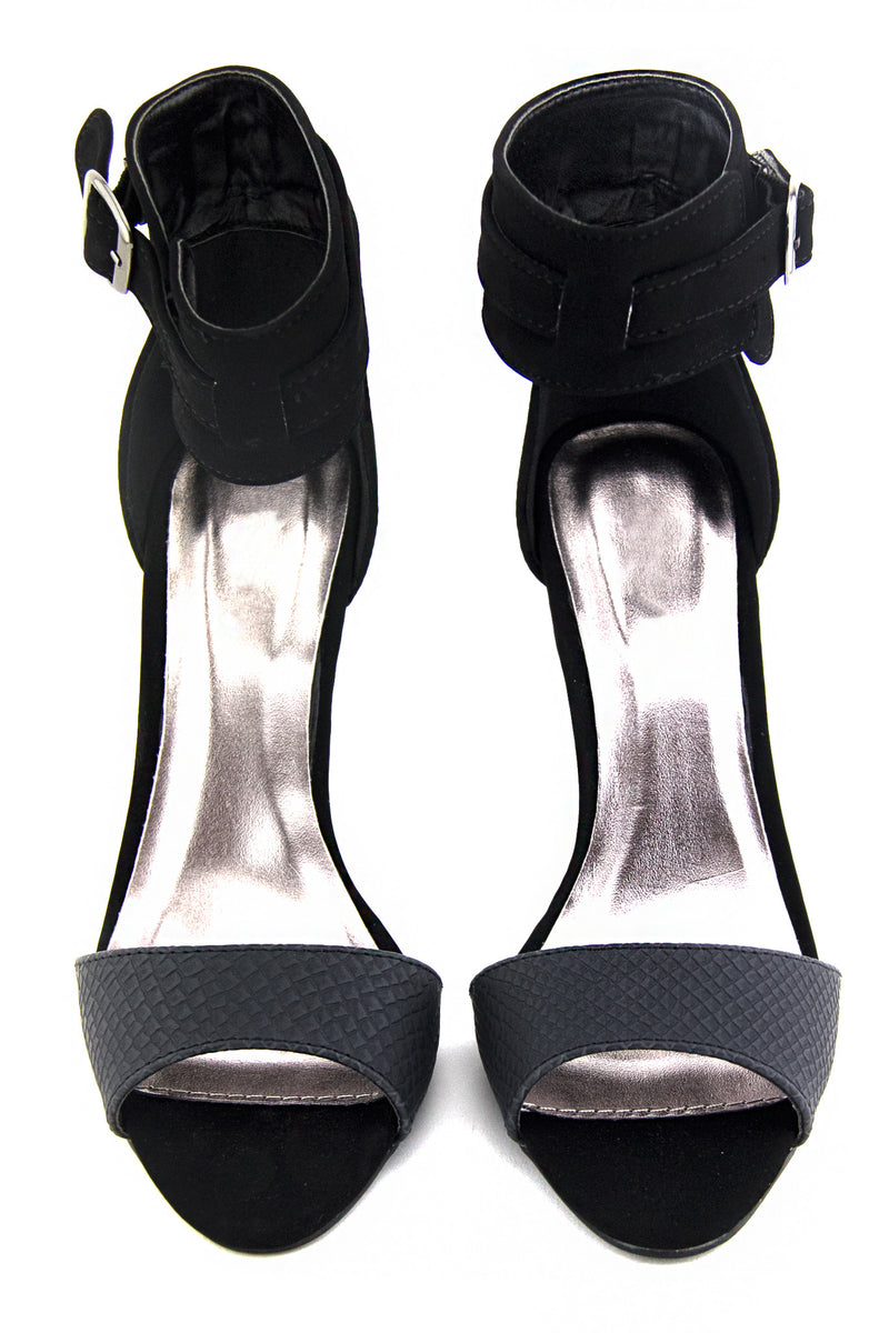 SUEDE ANKLE STRAP HEEL - Black - Haute & Rebellious