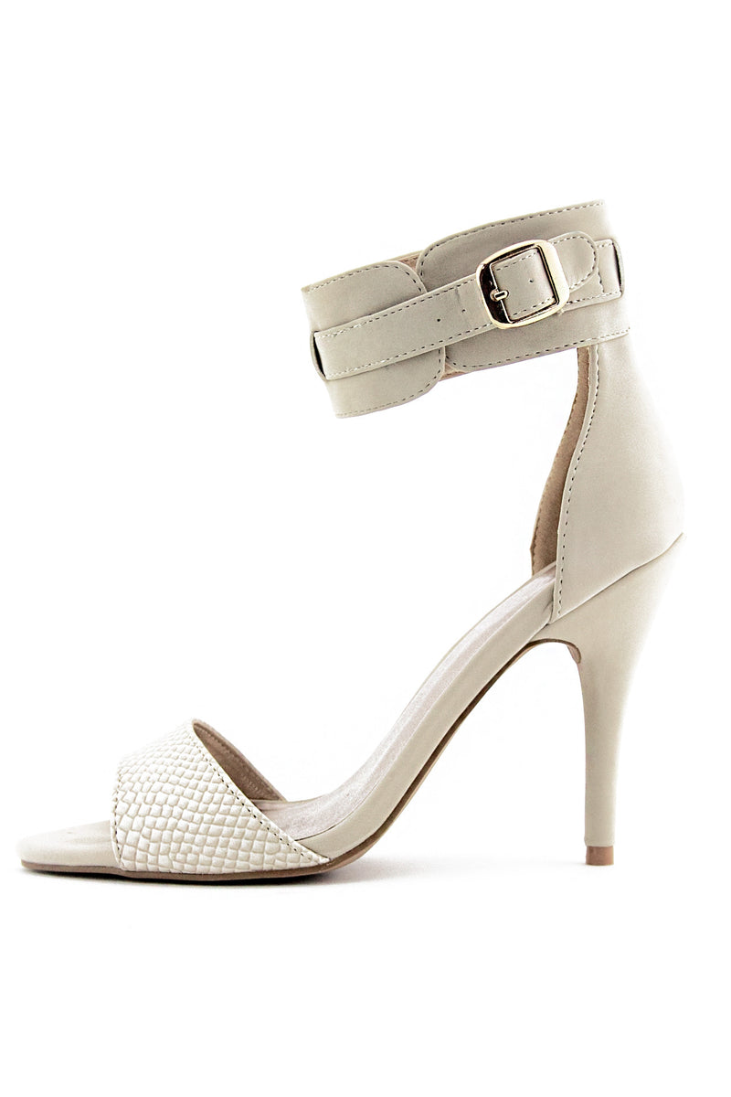 SUEDE ANKLE STRAP HEEL - Nude - Haute & Rebellious