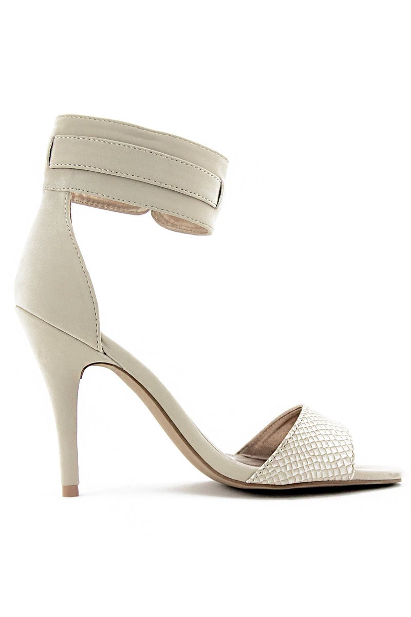 SUEDE ANKLE STRAP HEEL - Nude - Haute & Rebellious