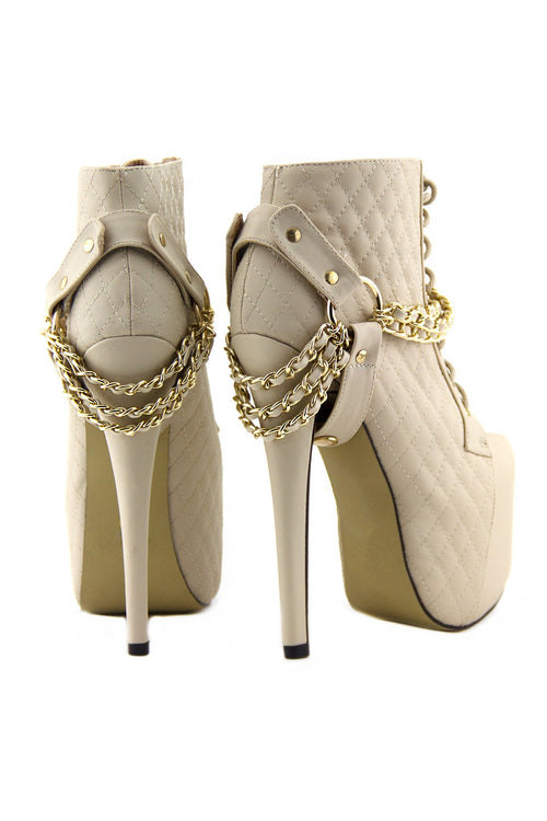 CHANTEL CHAINED PLATFORM BOOTIE - Cream - Haute & Rebellious