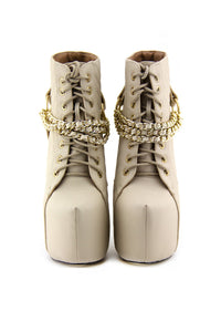 CHANTEL CHAINED PLATFORM BOOTIE - Cream - Haute & Rebellious