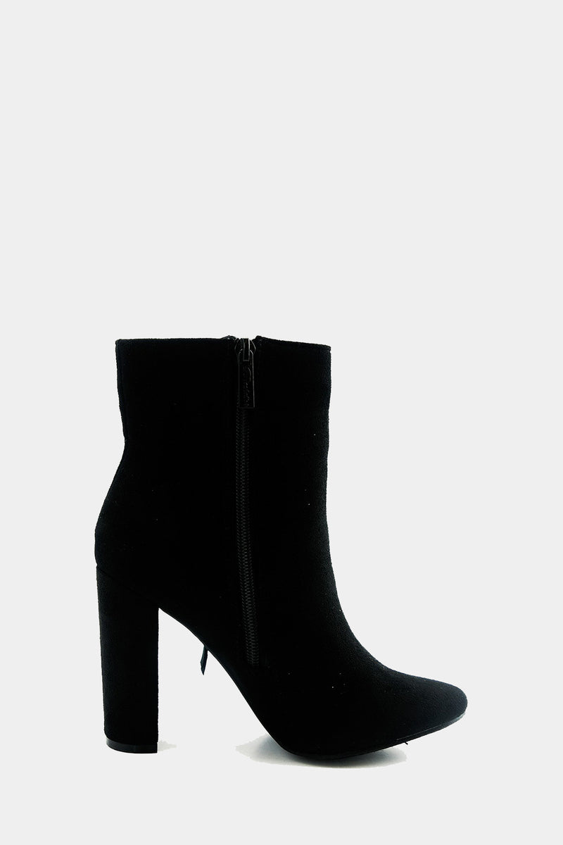 Suede Fringe Ankle Boot - Black