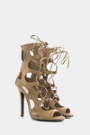 Lea Lace-Up Sandal Heel - Natural