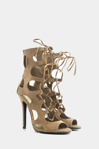 Lea Lace-Up Sandal Heel - Natural