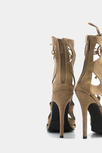 Lea Lace-Up Sandal Heel - Natural