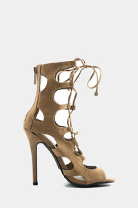 Lea Lace-Up Sandal Heel - Natural