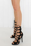 Lea Lace-Up Sandal Heel - Black - Haute & Rebellious