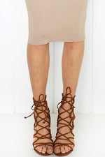 Lanie Lace-Up Heel - Chestnut - Haute & Rebellious