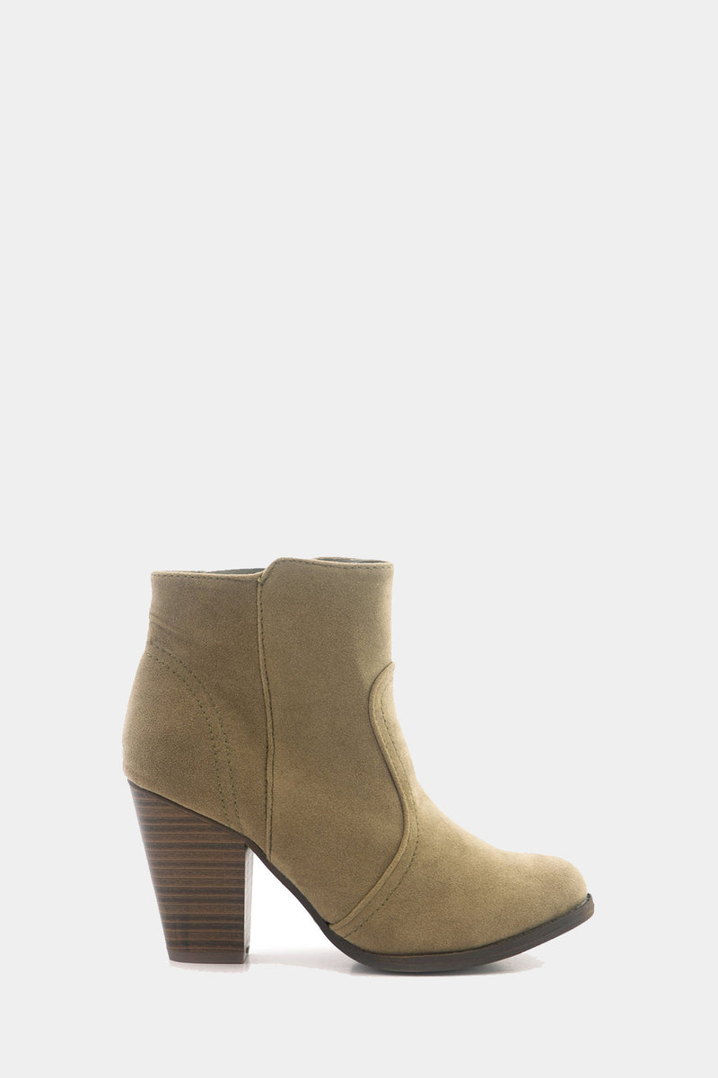 Suede Ankle Boot - Beige