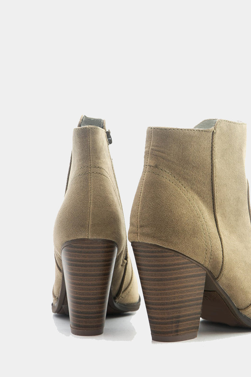 Suede Ankle Boot - Beige