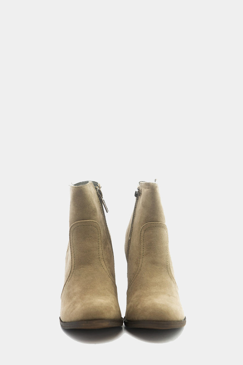 Suede Ankle Boot - Beige