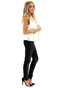 LEATHERETTE BIKER VEST - White - Haute & Rebellious