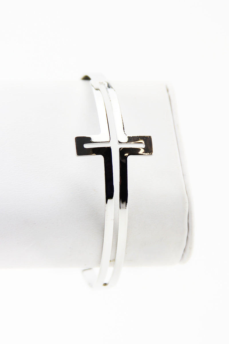 PETITE CUTOUT CROSS BRACELET - Silver - Haute & Rebellious