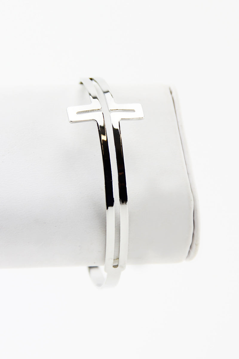PETITE CUTOUT CROSS BRACELET - Silver - Haute & Rebellious