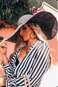 Floppy Straw Hat - Black