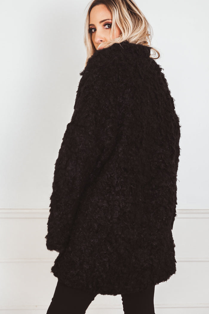 Teddy Bear Fur Coat - Black
