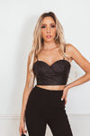 Quilted Leather Crop Top - Black