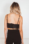 Quilted Leather Crop Top - Black