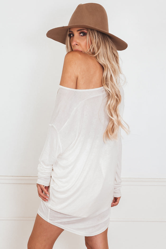 Jersey Dolman Sleeve Tee - White