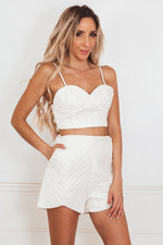 Quilted Leather Crop Top - White